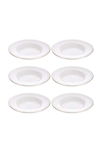 Reem 6-Piece Deep Plates White/Gold 7inch