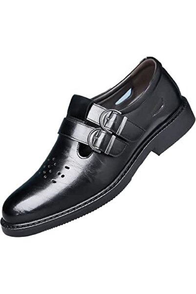 GENERAL Men's Leather Dress Loafers with Adjust Buckle Strap Fashion Breathab...