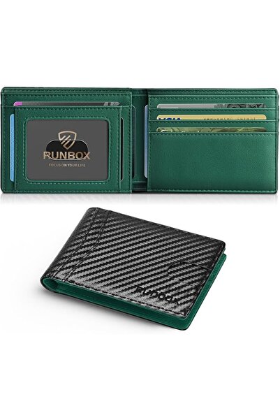 Runbox محفظة رجالية نحيفة من الجلد مع خاصية حجب RFID، محفظة رجالية صغيرة رفيع...