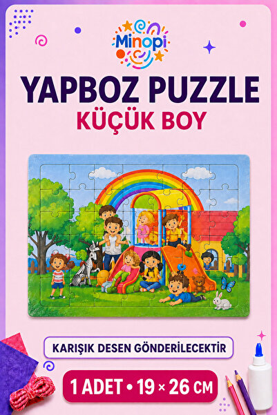 Minopi Küçük Boy Yapboz Puzzle Karışık Çocuk Desenleri 19 x 26 cm