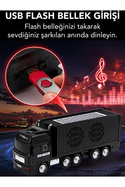 Teknoloji Gelsin Arabalı Speaker Bluetooth Hoparlör Özel Tasarım Güneş Enerjili Nostalji Tır Fm Radyo/SD/Flash/Tws