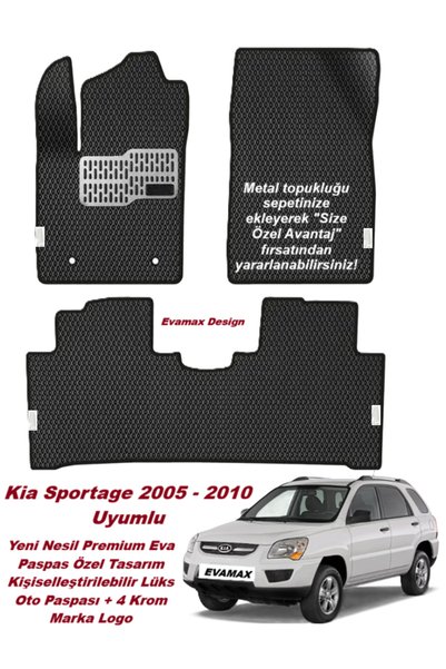 Evamax Design Kia Sportage 2005 - 2010 Uyumlu Yeni Nesil Premium Eva Paspas Ö...
