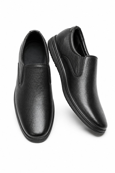 Generic Brand Men's Dress Shoes, Black Slip-On Loafers with Elastic Side Gore...
