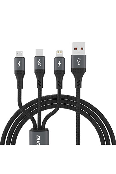 DUDAO Cablu L3E 3 în 1 60W pentru telefoane și tablete cu MicroUSB, USB-C și ...
