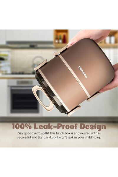 BAYBEE Stainless Steel Insulated Lunch Box 2000 ml | Double-Wall Thermal, Lea...