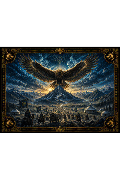 Vagonik Central Asian Turkish Mythology Themed Wall Cloth Wall Tapestry Thick...