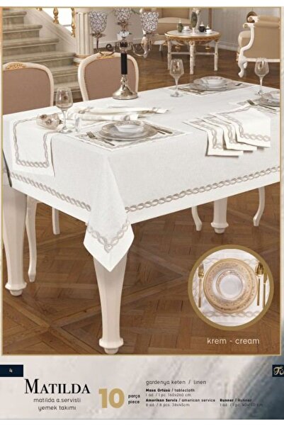 Ceki Home طقم أدوات مائدة ماتيلدا أمريكان سيرفيس كريم-سلفر، 8 أشخاص، 10 قطع، ...