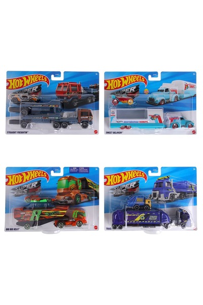 mattel Hot Wheels Super Rigs & Camioane de Livrare - Set de 4 Modele Asortate