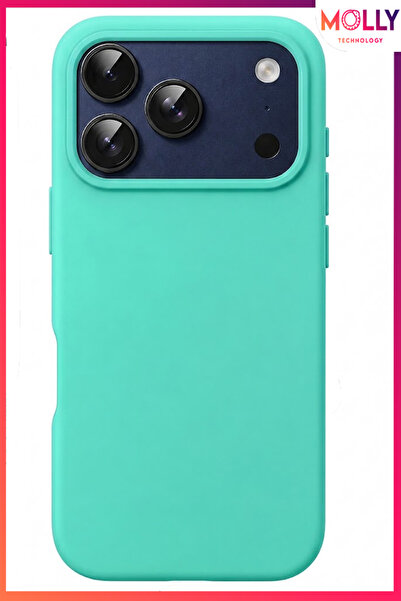 Molly iPhone 17 PRO MAX İçin Su Yeşili Liquid İçi Kadife Mat Silikon Kılıf