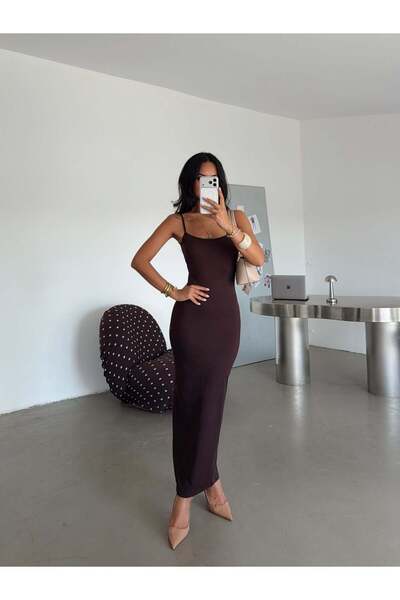 myd Basic Dress with Rope Straps - Brown