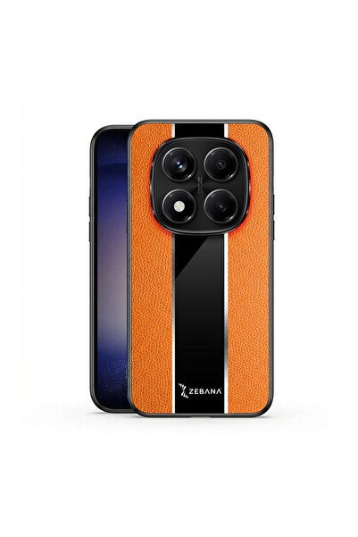 Zebana Xiaomi Redmi Note 15 Pro 4G Uyumlu Kılıf Premium Deri Kılıf Turuncu