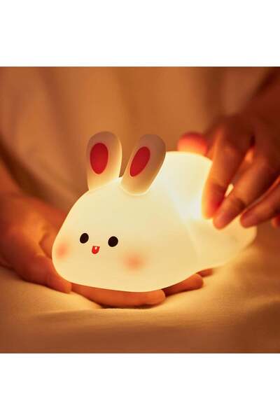 Arabest Portable Night Light for Kids,Cute Big Face Rabbit,Rechargeable Silic...