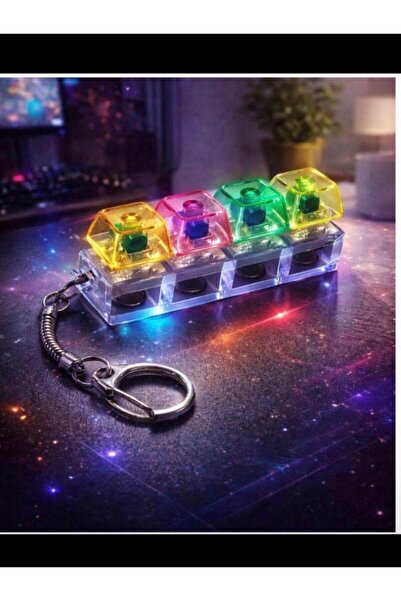 ALKESE 4 Renk LED Işıklı Anahtarlık – Mini El Feneri, Taşınabilir Anahtarlık Işığı Stres Oyuncağı RGB Masgot