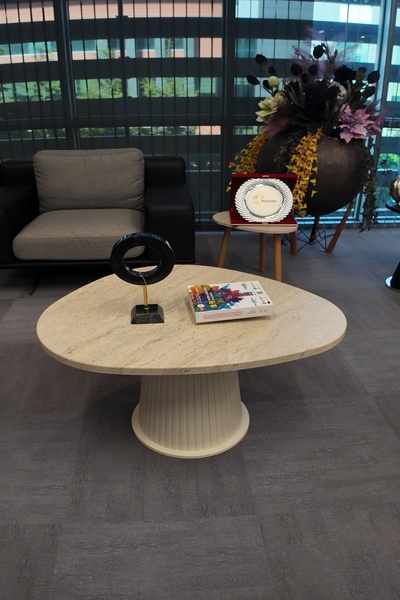 DECORAMİS Torino Orta Sehpa Traverten Komple Krem 25mm MDF