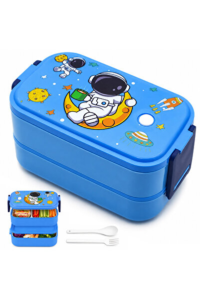 HI-FINE Kids Astronaut Double Layer Lunch Box, 304 Stainless Steel Bento Box,...