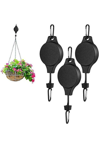 STARSTAR 3-Pack Telescopic Heavy-Duty Hanging Planter Hooks Plant Caster Bask...