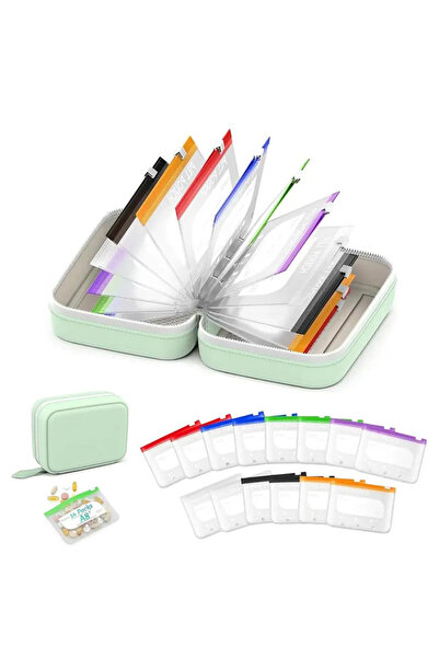 STARSTAR Waterproof Pillbox Set Includes 14 Colored Pill Bags Large-Capacity ...
