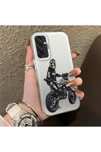 CHICASELUX Samsung Galaxy M15 Compatible Motorcycle Rider Drawing with Helmet...