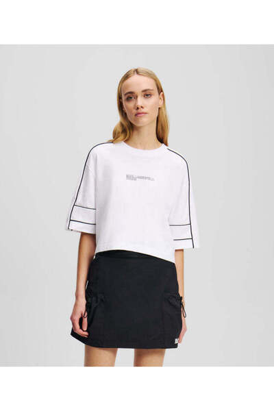 Karl Lagerfeld Blugi RELAXED CROPPED PIPING TEE (A2W17028100) Femei