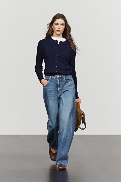Massimo Dutti %100 pamuklu örgü triko hırka