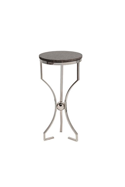 Sagebrook Home METAL/MARBLE, HOURGLASS SHAPED LEGS TABLE, SILVER