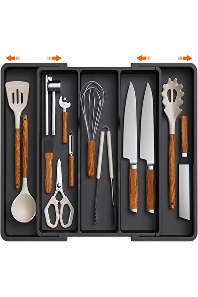 Dotail Organizator extensibil pentru tacâmuri, 5 compartimente, lungime regla...