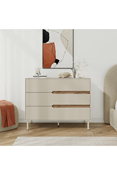 Mourah Home Modern Arch Dressing Table - 98 x 40 x 78.5 CM- Beige/ Brown Oud ...