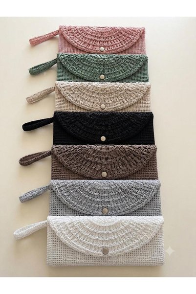 İNCİ ÇEYİZ Women's Cordone Knitted Hand Strap Portfolio Knitted Bag