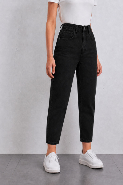 sion jeans Julia Milano Boyfriend Women's Denim Trousers Black Daily Comforta...