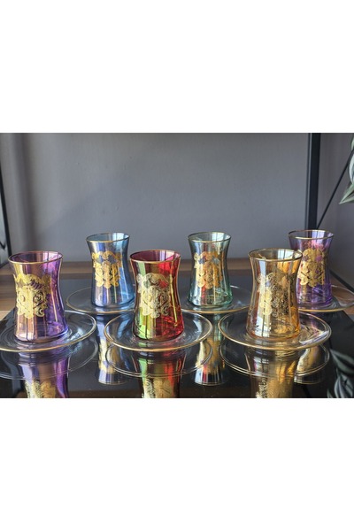 FERMATO Handmade Crystal Lorenzo Mixed Lustered 24K Gold Embellished 12-Piece...