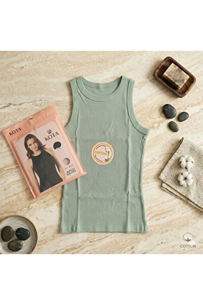 KOTA 6462 Kaşkorse Halter Yaka Kadın Atlet - Pamuklu Fitilli