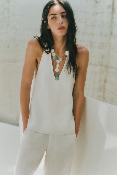 Pull & Bear %100 keten halter top