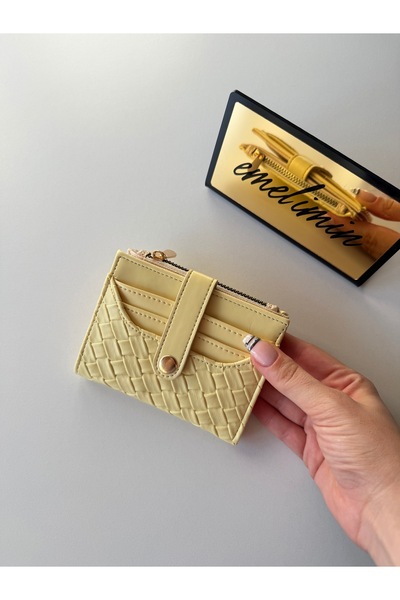 emelimin Women's Knitted Patterned Mini Wallet Zipper Snap Card Holder Slim D...