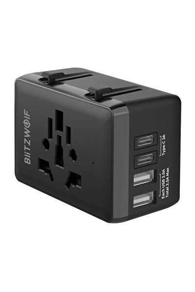 BlitzWolf Adaptor de călătorie 4-în-1 cu USB-C PD 20W și 2 porturi USB pentru...