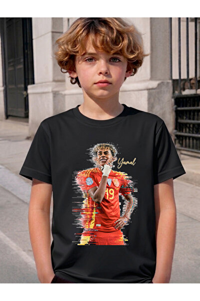 STİL-X Lamine Yamal Printed Crewneck Children's and Youth T-Shirt, Soft Textu...