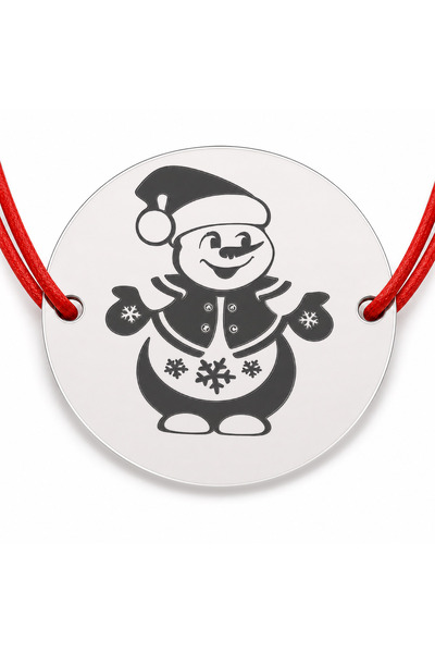 Simoshop Brățară argint 925 cu bănuț om de zăpadă festiv, șnur reglabil — cad...