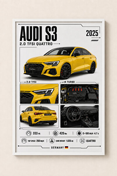 Miutic Print Studio Tablou decorativ auto Audi S3 Sedan cu specificații tehni...