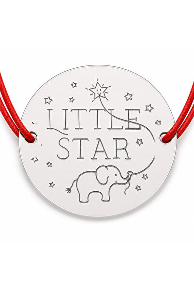 Simoshop Brățară argint 925 cu bănuț mesaj Little Star și elefănțel, șnur reg...