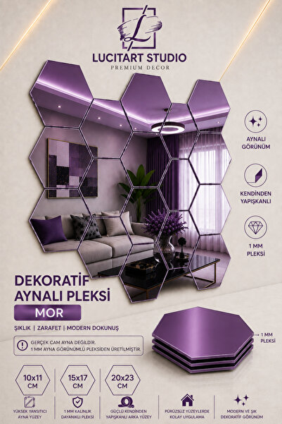 Arıkoğlu Reklam ve Yapı LucitART Aynalı Pleksi Petek Duvar Dekoru | Kendinden...