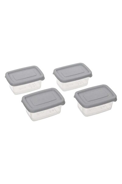 CATIANO Caserole din Plastic Transparent cu Capac Gri 120ml - 4buc, cutie ali...