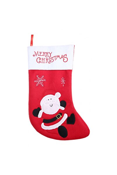 Rao Gift Stocking, with Patterned , Red, Size 20X40 Cm, Textile, Indoor