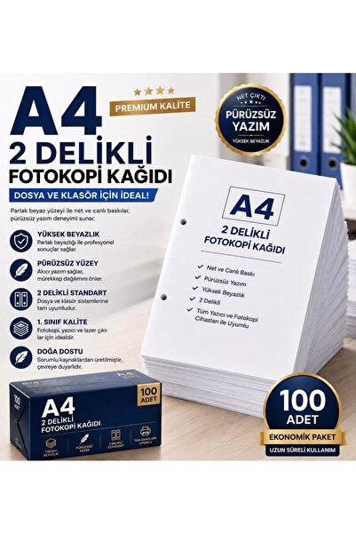 Orbak Kağıt Premium A4 2 Delikli Fotokopi Kağıdı 100 Adet | Dosya ve Klasör U...