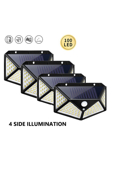 Choice3 4 Pack 1/2/4Pcs 100 LED Solar Wall Lights Outdoor Solar Lamp Motion S...