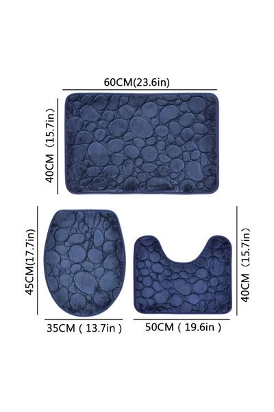 Choice Navy Blue 3pcs/Set Solid Color Simple Bathroom Water-absorbing and Non...