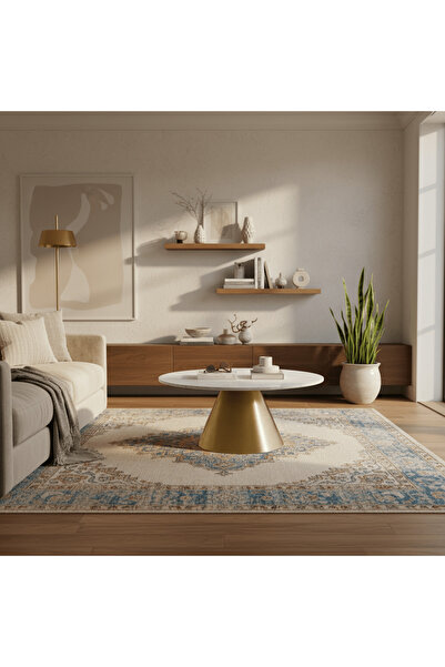 Roots Furniture طاولة قهوة من رخام بانسوارا ذهبية اللون