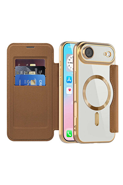 Techsuit Калъф за iPhone 17 Air, SmartMag Book Case, син - кафяв