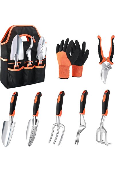 STARSTAR 8-Piece Ergonomic Non-Slip Heavy-Duty Gardening Tool Set with Storag...