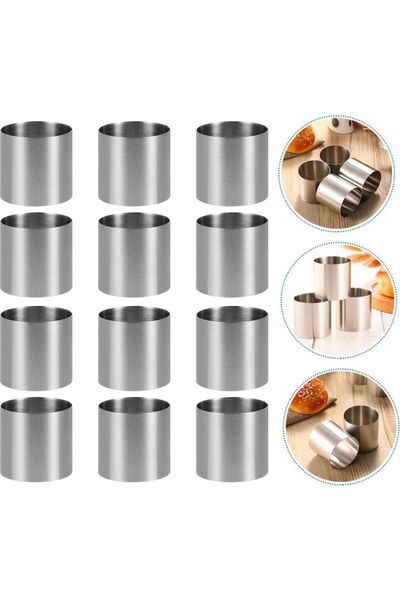 STARSTAR 12-Piece Cake Ring Set Made of Stainless Steel, 6cm Diameter, 5cm He...