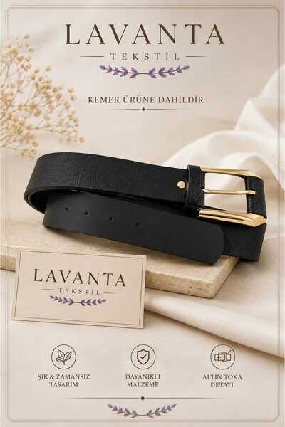 Lavanta Tekstil تنورة طويلة مطوية بحزام للحجاب