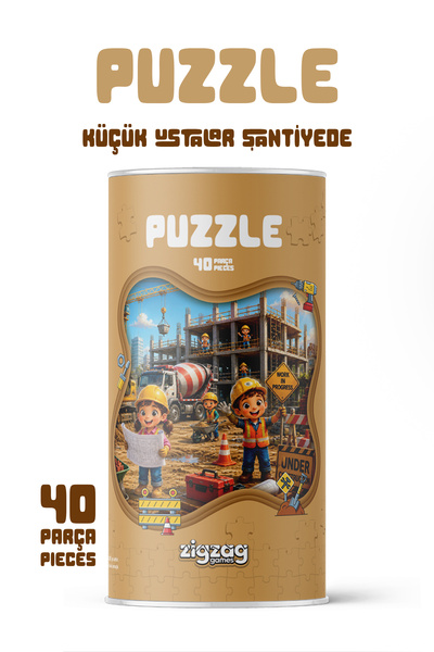 Zigzag Küçük Ustalar Şantiyede 40 Parça Çocuk Puzzle – İnşaat Temalı Eğitici ...